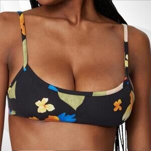 2/$30 Danielle Bernstein x WeWoreWhat Black Tropicana Pull-On Bra Top Size S